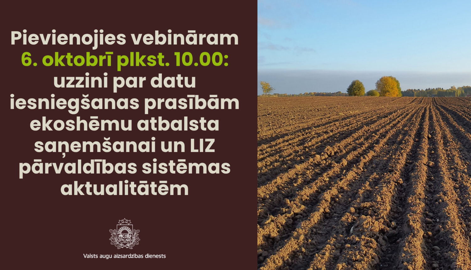 Aicinājums uz vebināru, aparts lauks rudenī