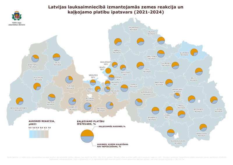 latvijas kontūra uz kuras vairāki oranži zili apļi.