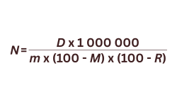 Vecā kaļķošanas materiāla normas aprēķina formula