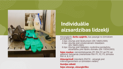 Attēlā individuālie aizsardzības līdzekļi 