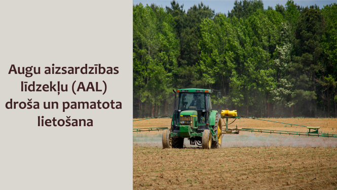 Traktors smidzina augu aizsardzības līdzekļus.