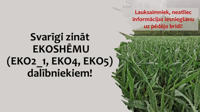 Svarīga informācija ekoshēmu dalībniekiem.