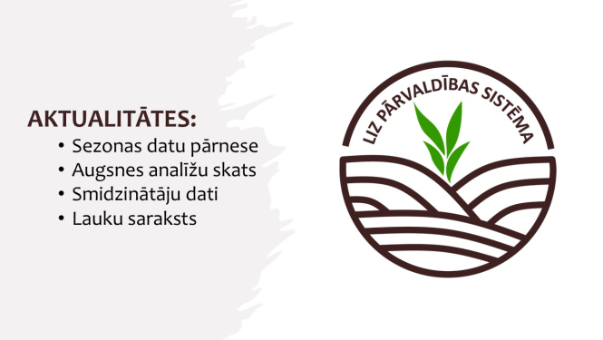 LIZ sistēmas logo un aktualitāšu teksts