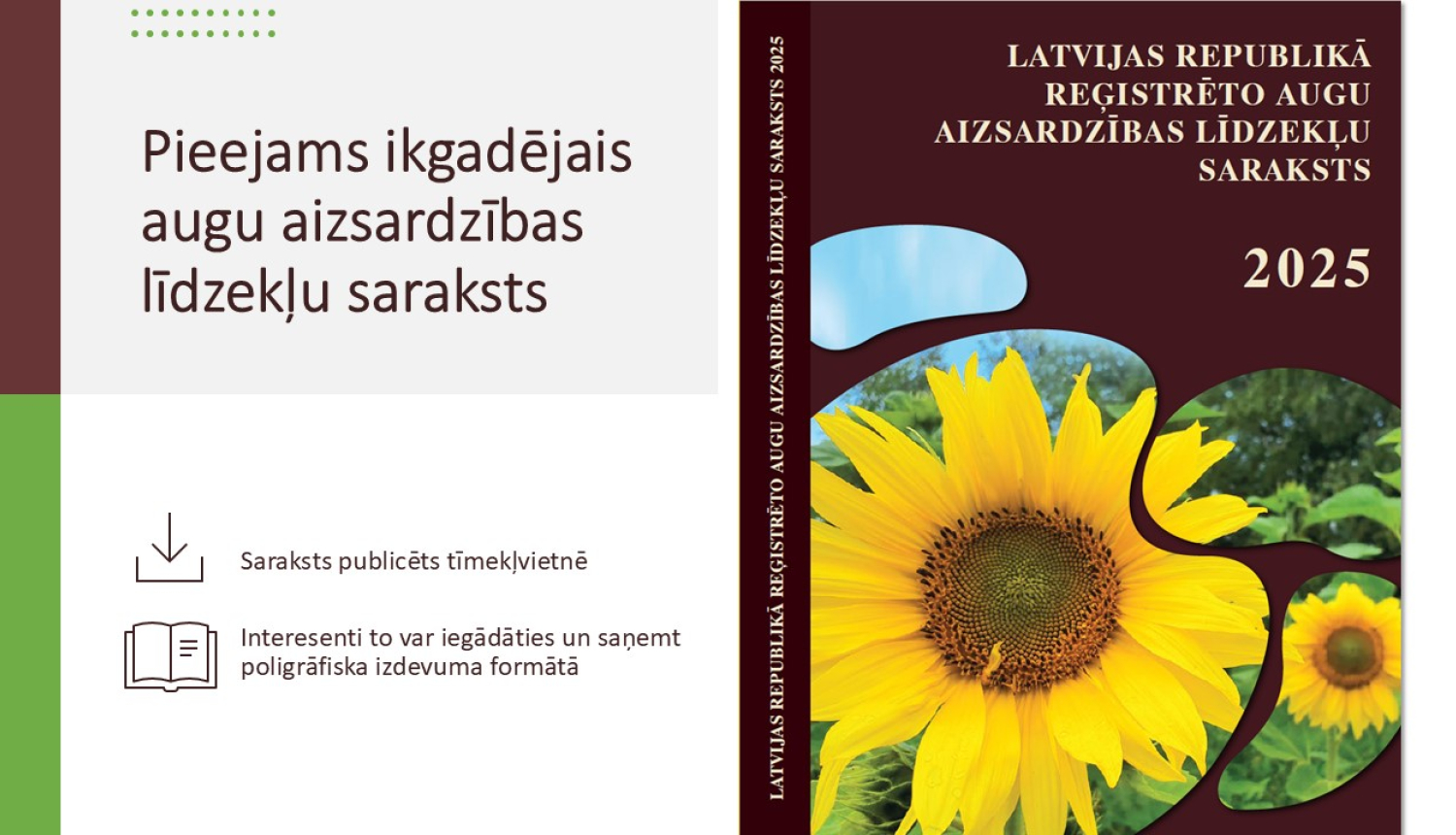 Grāmatas vāka attēls - saulespuķes, un teksts