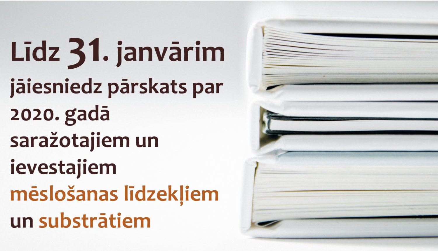 Attēla kreisajā pusē teksts, labajā pusē stilizētas dokumentu mapes