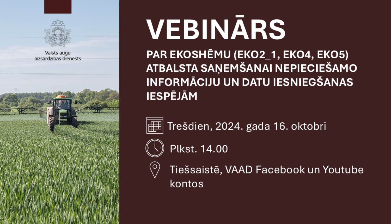 Attēls - Smidzinātājs uz lauka un ziņas teksts