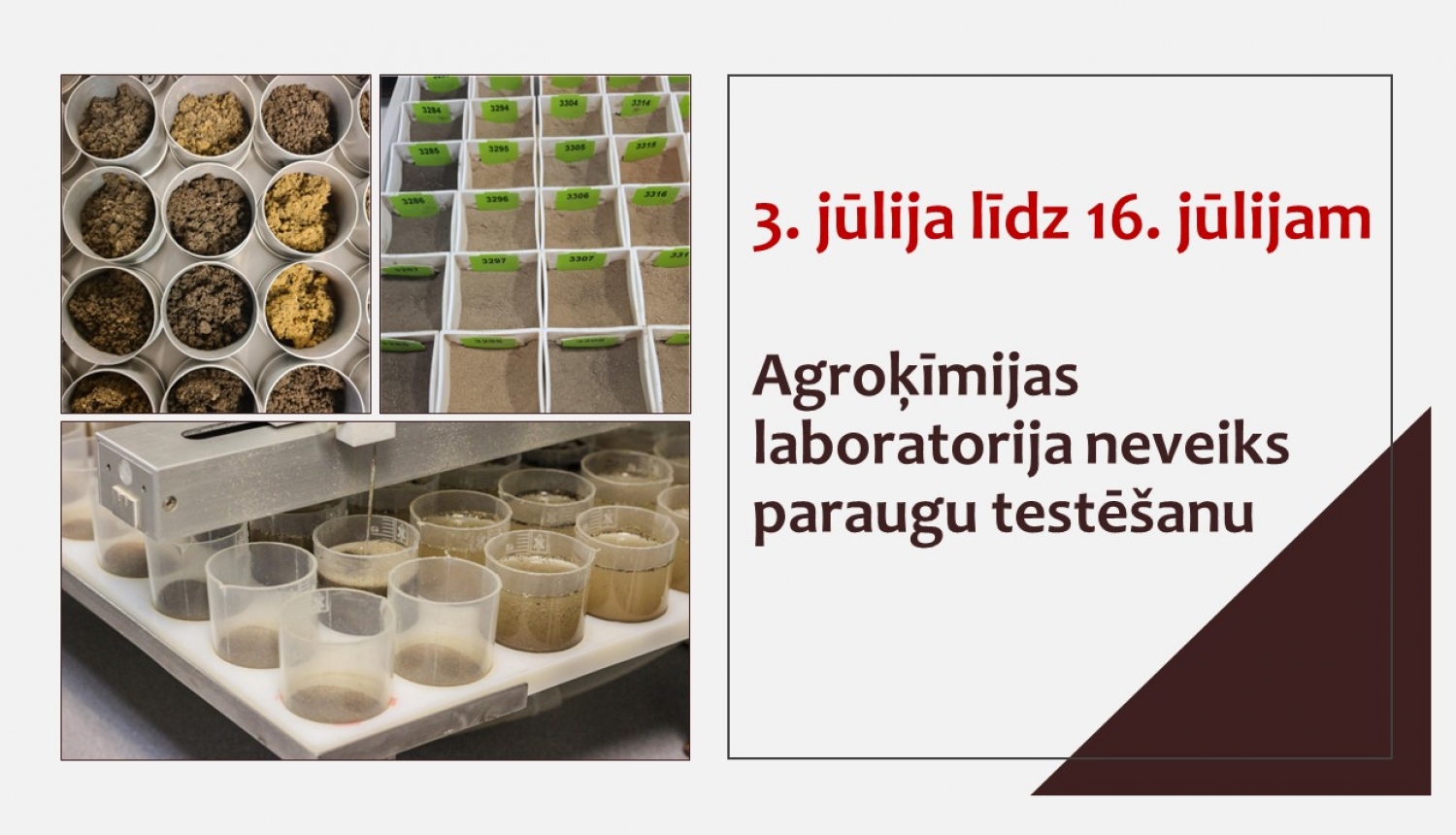 Augsnes paraugi laboratorijā un teksts