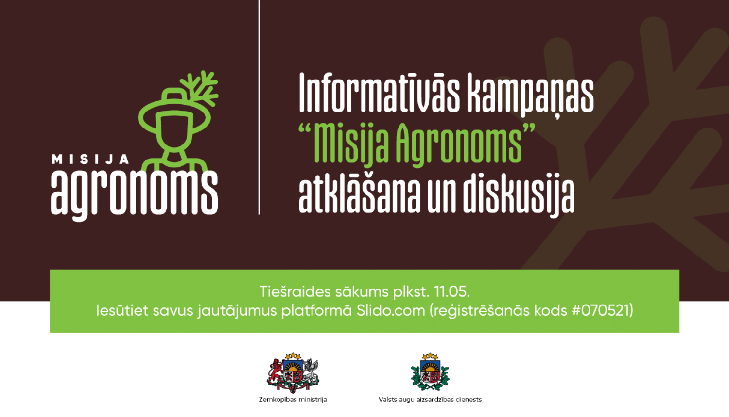 kampānas logo un informācijas par pasākumu vizualizācija